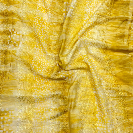 3 Metres Premium Sequin Batik On Roman Silk- 45" Wide- (Yellow)