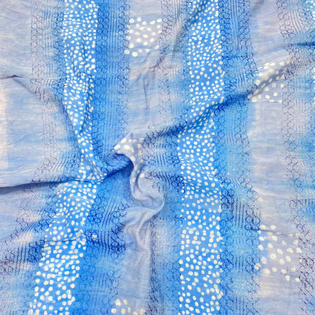 3 Metres Premium Sequin Batik On Roman Silk- 45" Wide- (Blue)