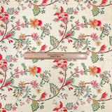 Per Metre Printed Cashmere Effect Crepe Fabric- 45" Wide (Cream Garden)