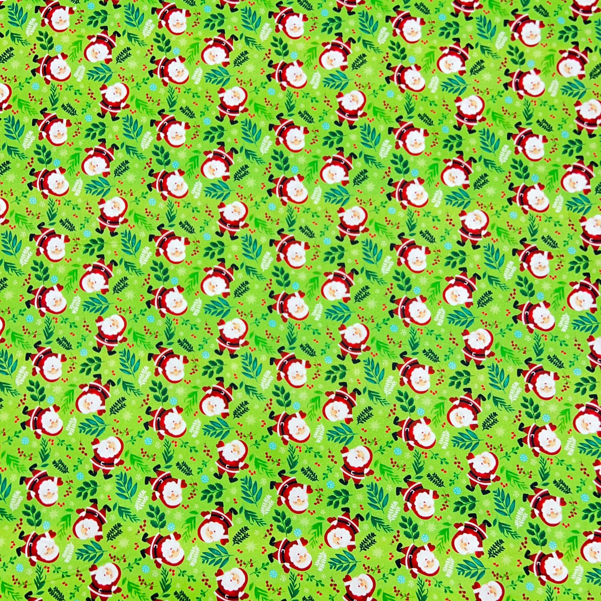 Per Metre Digitally Printed Christmas 100% Cotton- 45" Wide (Santa)