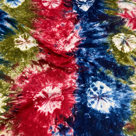 3 Metres, Premium Tie-Dye Cotton - 45" Wide - (Red, Green & Blue)