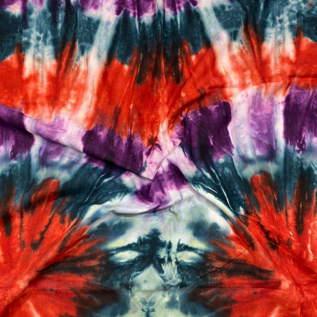 3 Metres, Premium Tie-Dye Cotton- 45" Wide- (Orange & Purple)