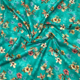 Per Metre Luxury Breathable Dressmaking Floral Cotton Lawn - 55" (Turquoise)