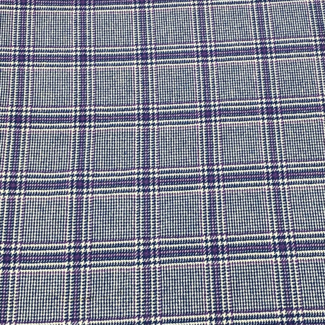 Premium Wool Rich Fabric 55" Wide (Glen Check Blue & Purple)