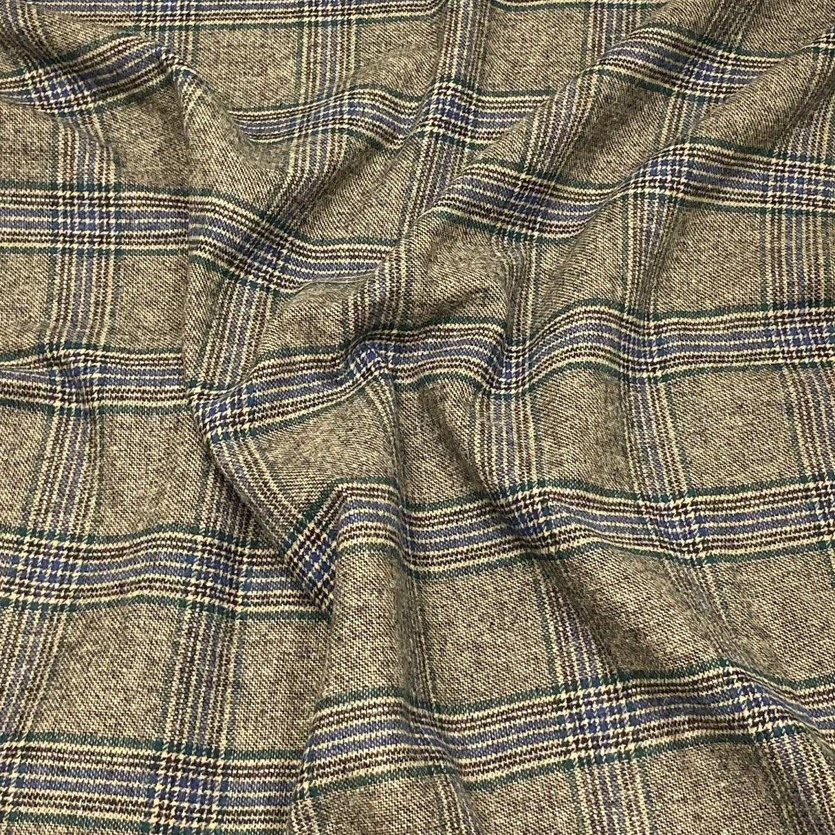 Premium Wool Rich Fabric 55" Wide  (Shephard Check Brown & Navy)