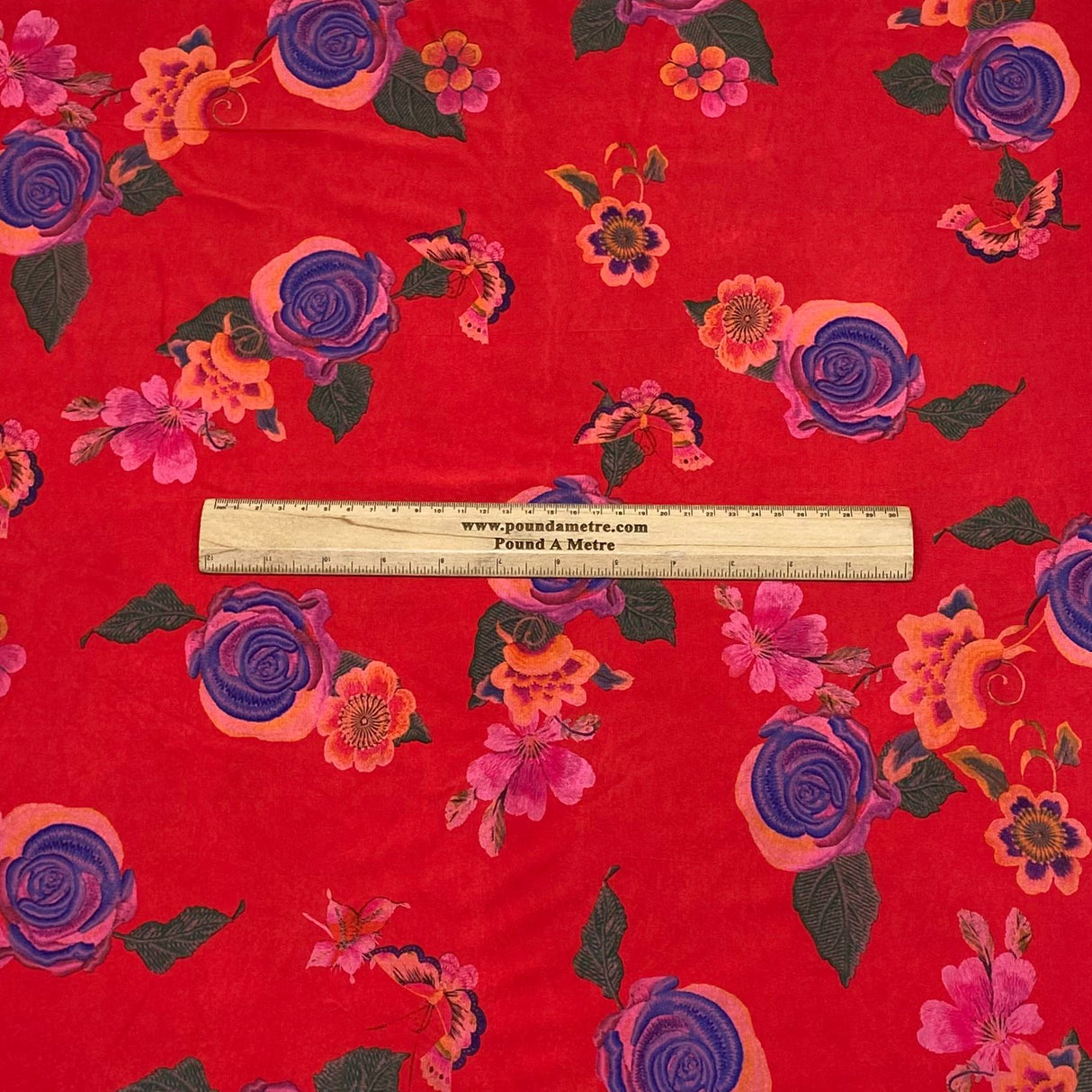 3 Metre Luxurious Printed Soft Viscose Jersey - 55" (Red Floral)