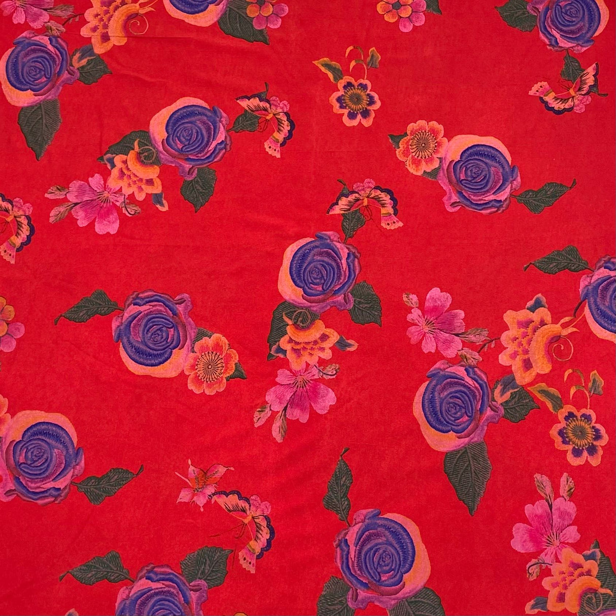 3 Metre Luxurious Printed Soft Viscose Jersey - 55" (Red Floral)