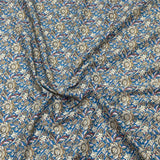 Per Metre Luxury Dressmaking 100% Cotton Lawn- 60" (Blue Flowers)