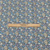 Per Metre Luxury Dressmaking 100% Cotton Lawn- 60" (Blue Flowers)