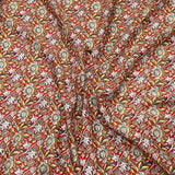 Per Metre Luxury Dressmaking 100% Cotton Lawn- 60" (Red Flowers)