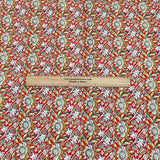 Per Metre Luxury Dressmaking 100% Cotton Lawn- 60" (Red Flowers)