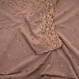 3 Metres Embroidery Linen Look Crepe- 55" Wide (Brown)