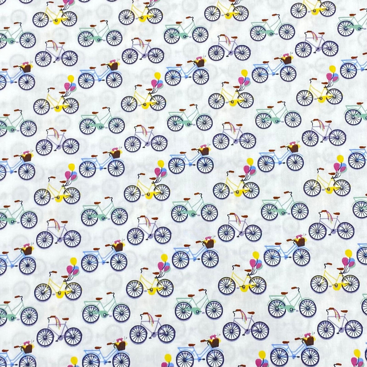 3 Metres Printed Poplin Cotton - 60" Wide (White Bike)