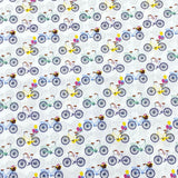 3 Metres Printed Poplin Cotton - 60" Wide (White Bike)