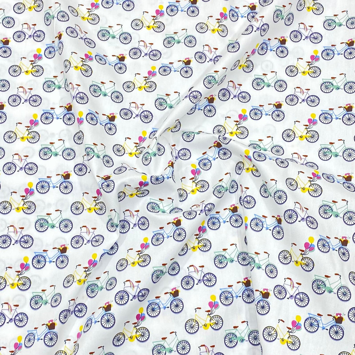 3 Metres Printed Poplin Cotton - 60" Wide (White Bike)