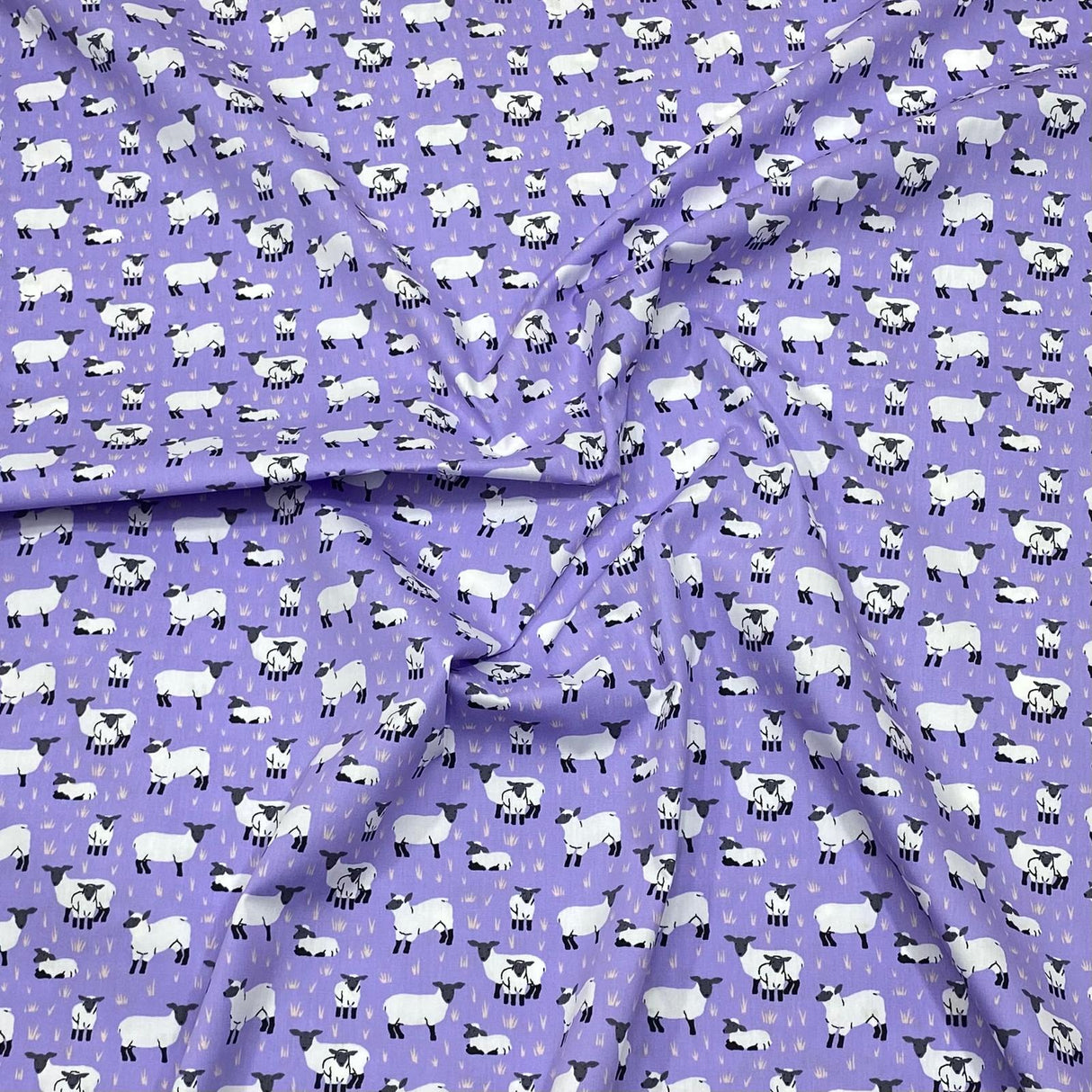 3 Metres Printed Poplin Cotton - 60" Wide (Purple Sheep)