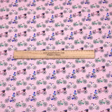 3 Metres Printed Poplin Cotton - 60" Wide (Pink Bike)