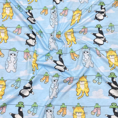 3 Metres Super Soft Cotton Feel Jersey 55" - (Lazy Cats)