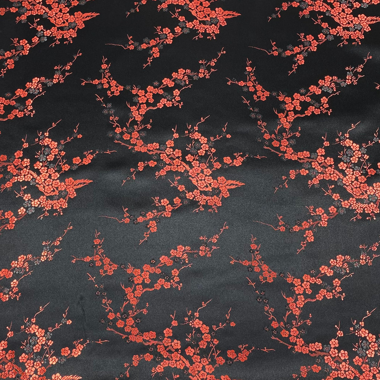 Per Metres Oriental Chinese Brocade - 45" Wide - (Black & Red)