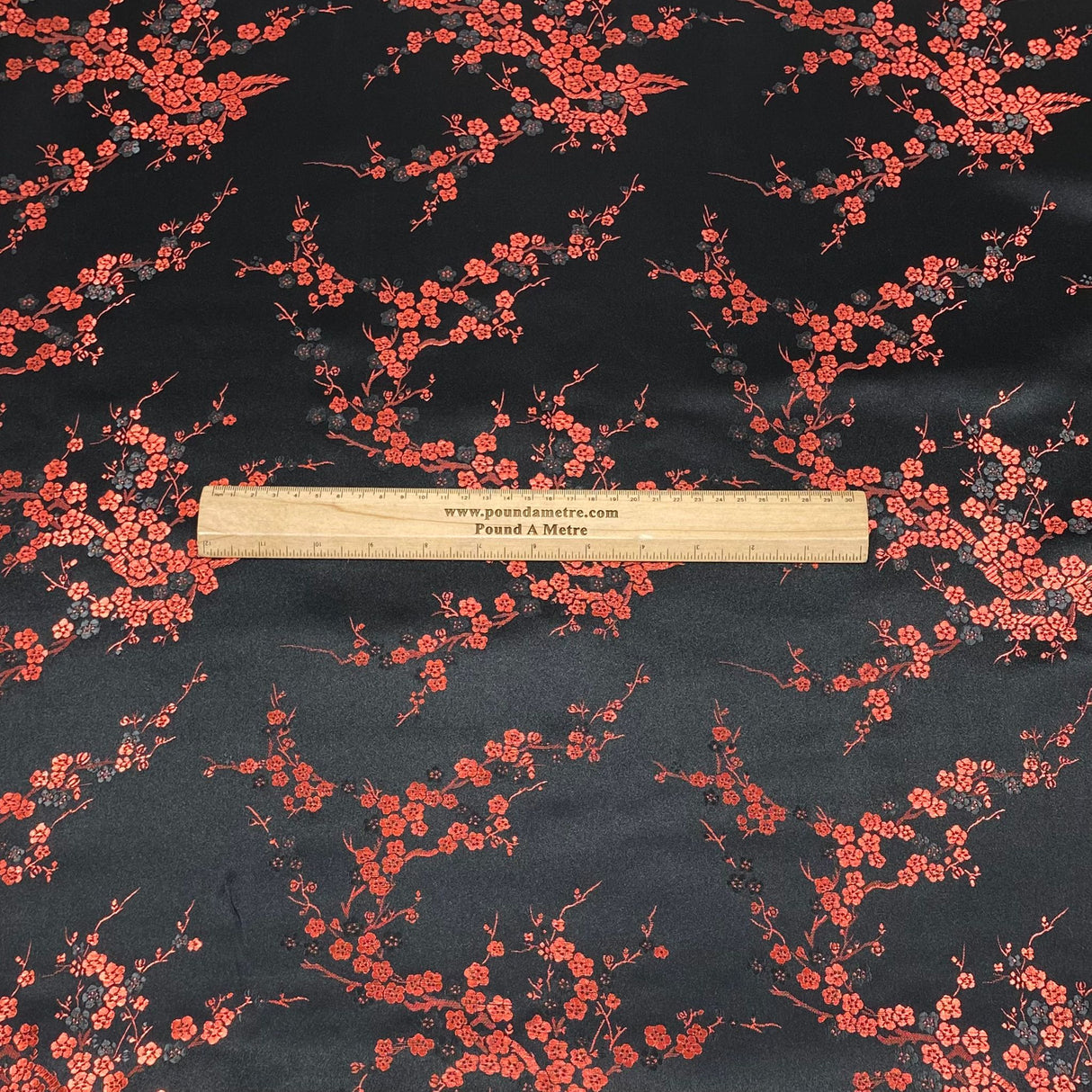 Per Metres Oriental Chinese Brocade - 45" Wide - (Black & Red)