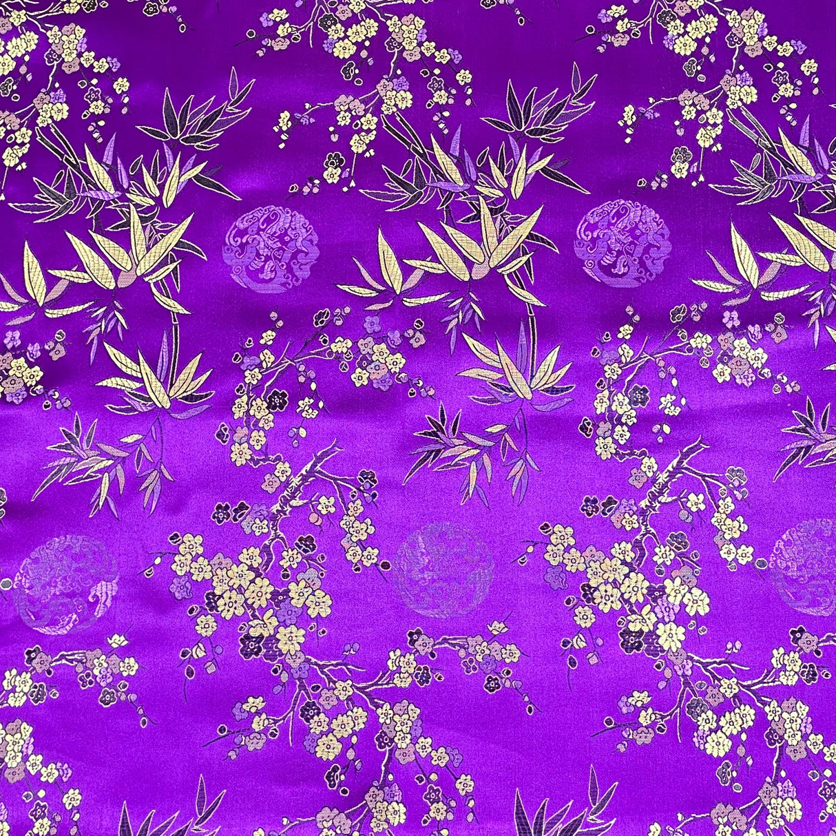 Per Metres Oriental Chinese Brocade - 45" Wide - (Purple)