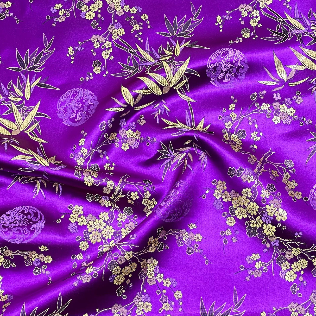 Per Metres Oriental Chinese Brocade - 45" Wide - (Purple)