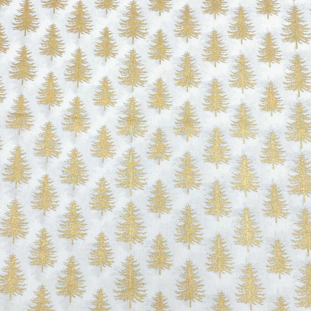 Per Metre Digitally Printed Gold Foil Christmas 100% Cotton- 45" Wide (White Tree)