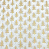 Per Metre Digitally Printed Gold Foil Christmas 100% Cotton- 45" Wide (White Tree)