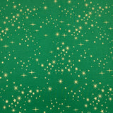 Per Metre Digitally Printed Gold Foil Christmas 100% Cotton- 45" Wide (Green Star)