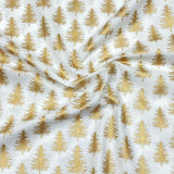 Per Metre Digitally Printed Gold Foil Christmas 100% Cotton- 45" Wide (White Tree)