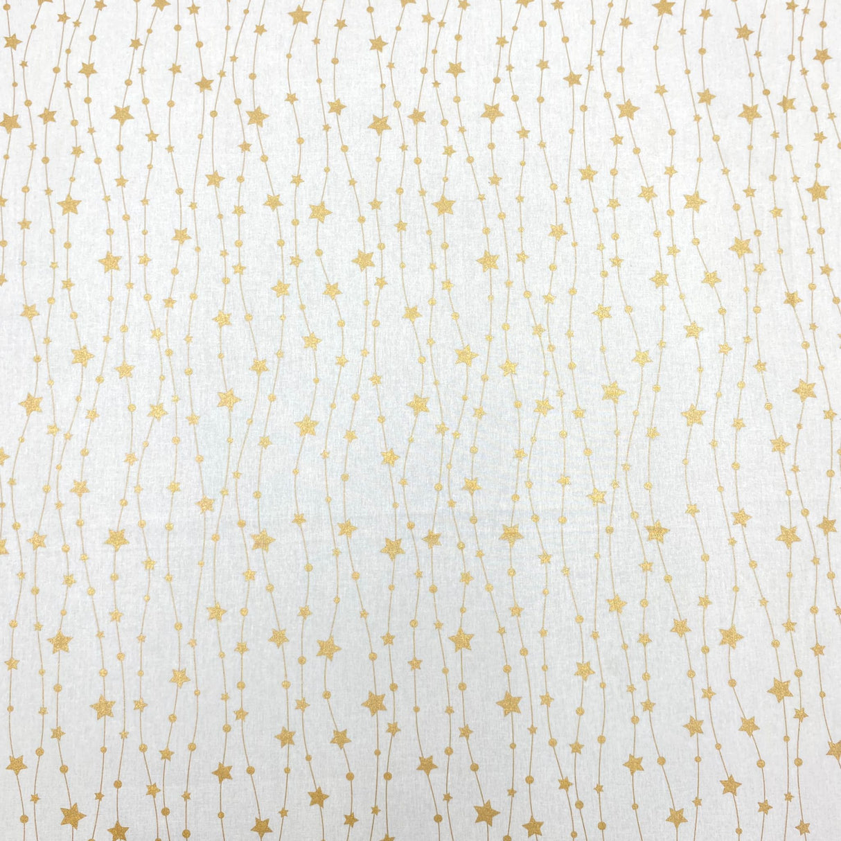 Per Metre Digitally Printed Gold Foil Christmas 100% Cotton- 45" Wide (White Star)