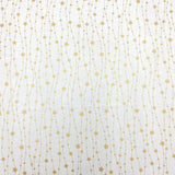 Per Metre Digitally Printed Gold Foil Christmas 100% Cotton- 45" Wide (White Star)