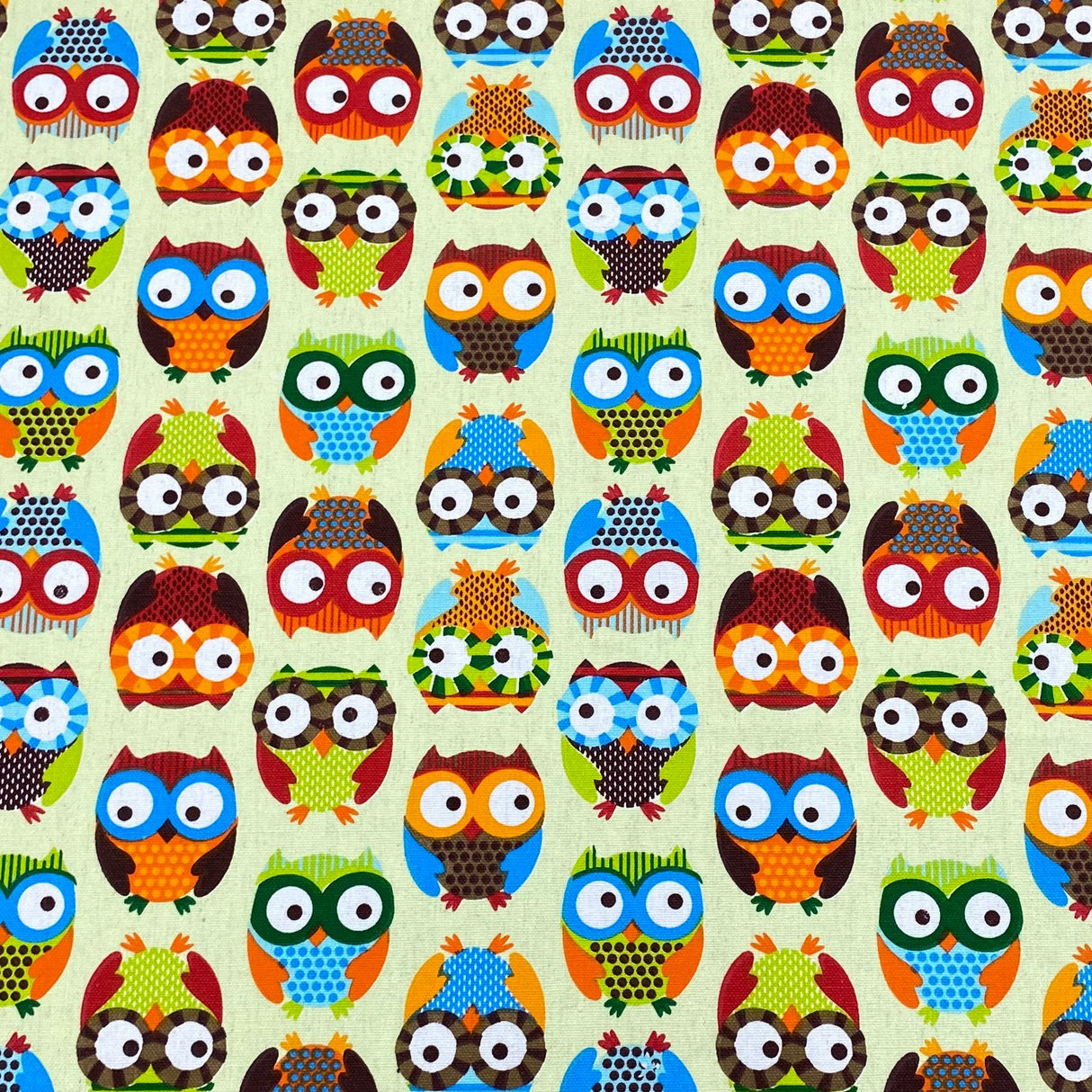 Per Metre Premium 100% Printed Cotton Canvas 55" Wide (Owl)