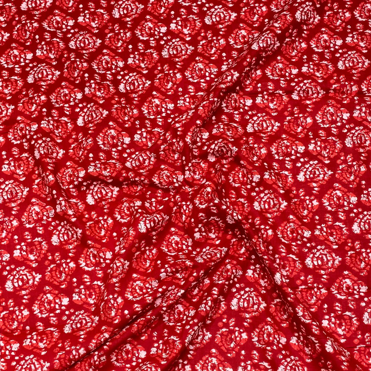 3 Metres Luxury 100% Cotton - 36" Wide - (Red Floral)