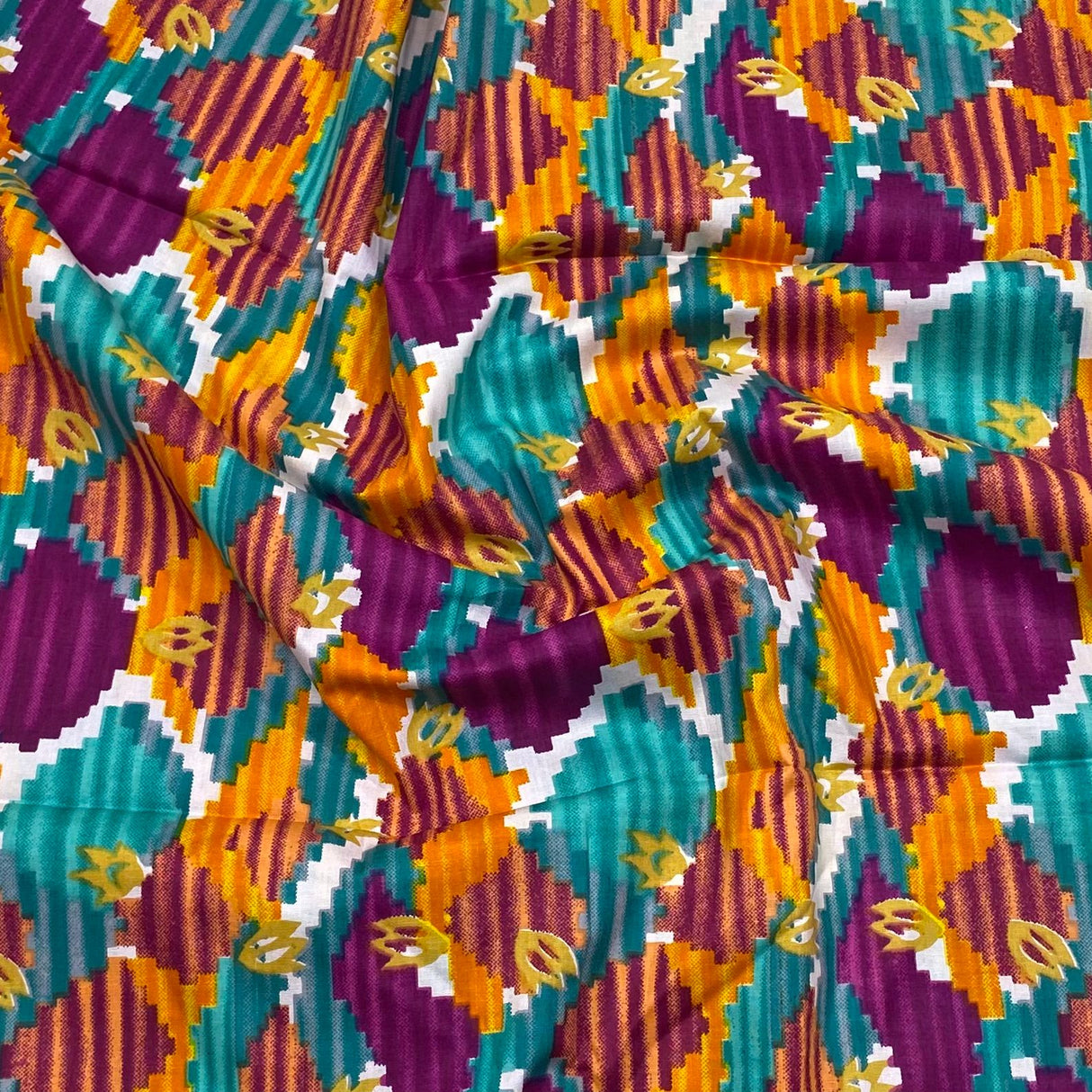 3 Metres Luxury 100% Cotton - 36" Wide - (Purple, Turquoise and Orange)