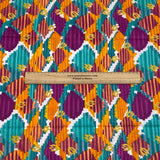 3 Metres Luxury 100% Cotton - 36" Wide - (Purple, Turquoise and Orange)