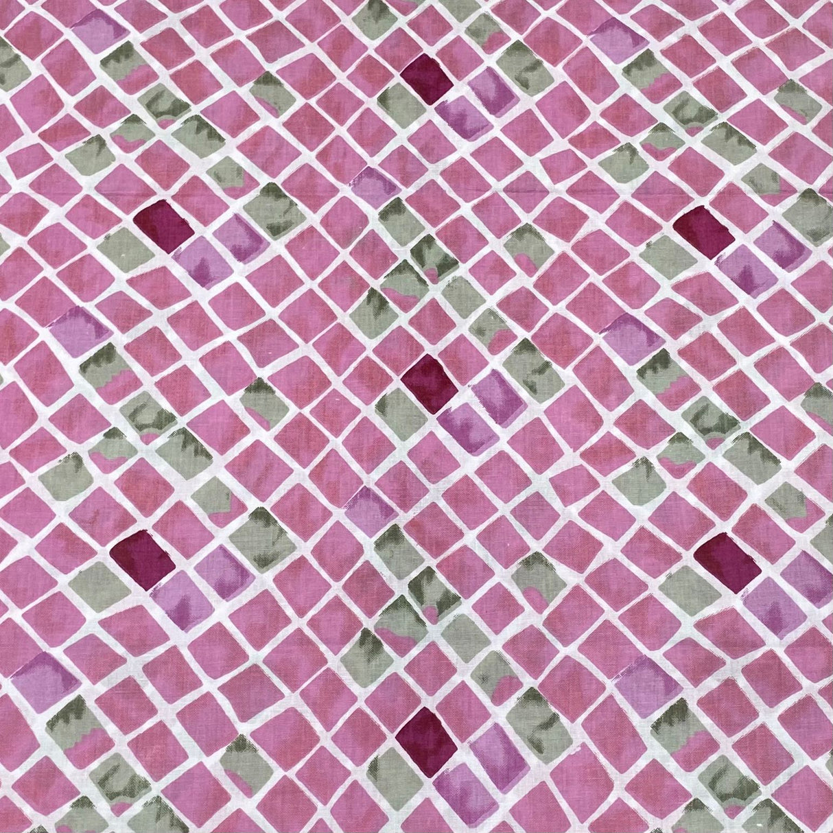 3 Metres Luxury 100% Cotton - 36" Wide - (Pink Tiles)