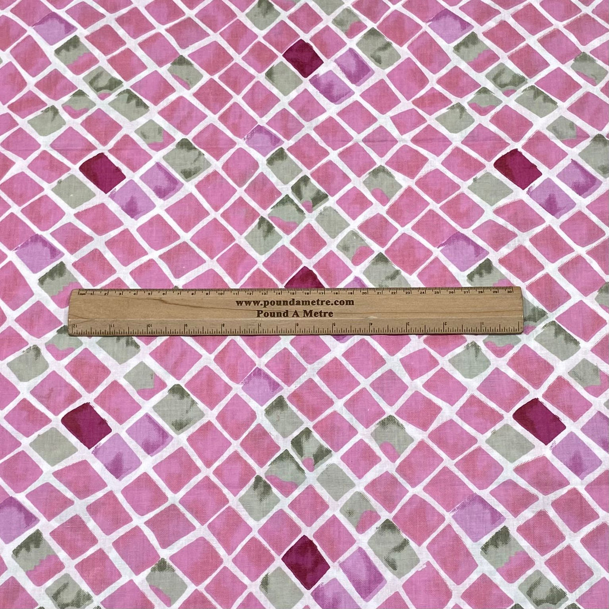 3 Metres Luxury 100% Cotton - 36" Wide - (Pink Tiles)