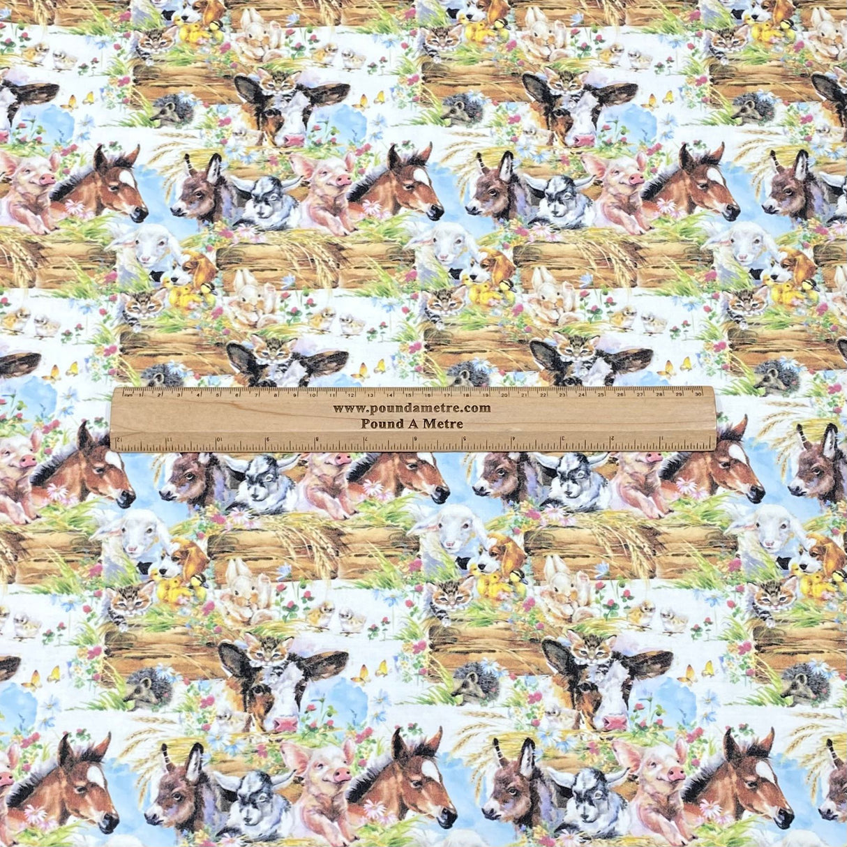 3 Metres 100% Cotton Digital Print Fabric - (Farm Animals)