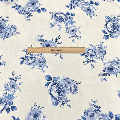 3 Metres Luxury Printed Chiffon- 55" Wide - (Blue Floral)