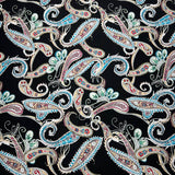 3 Metres Printed Dress Making Viscose- 55" Wide (Black Paisley)