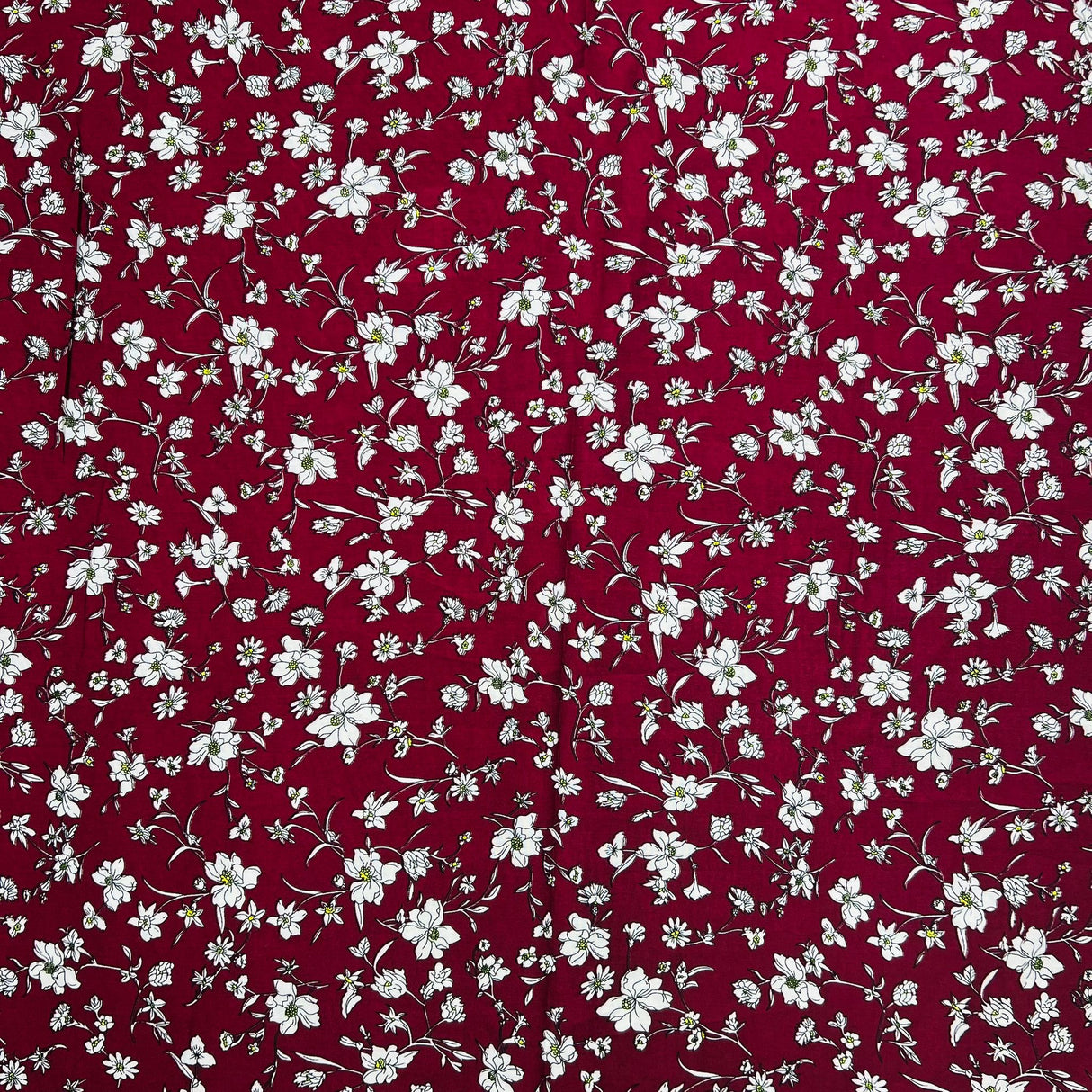 3 Metres Printed Dress Making Viscose- 55" Wide (Maroon Garden)