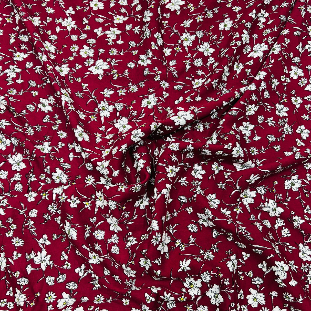 3 Metres Printed Dress Making Viscose- 55" Wide (Maroon Garden)