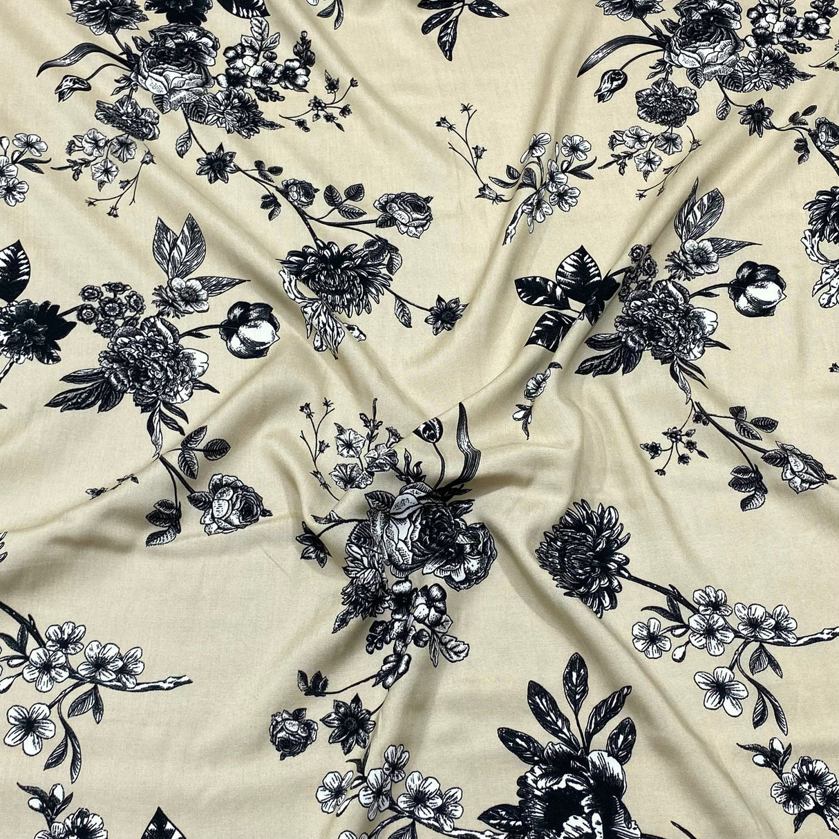 3 Metres Printed Dress Making Viscose- 55" Wide (Sand)