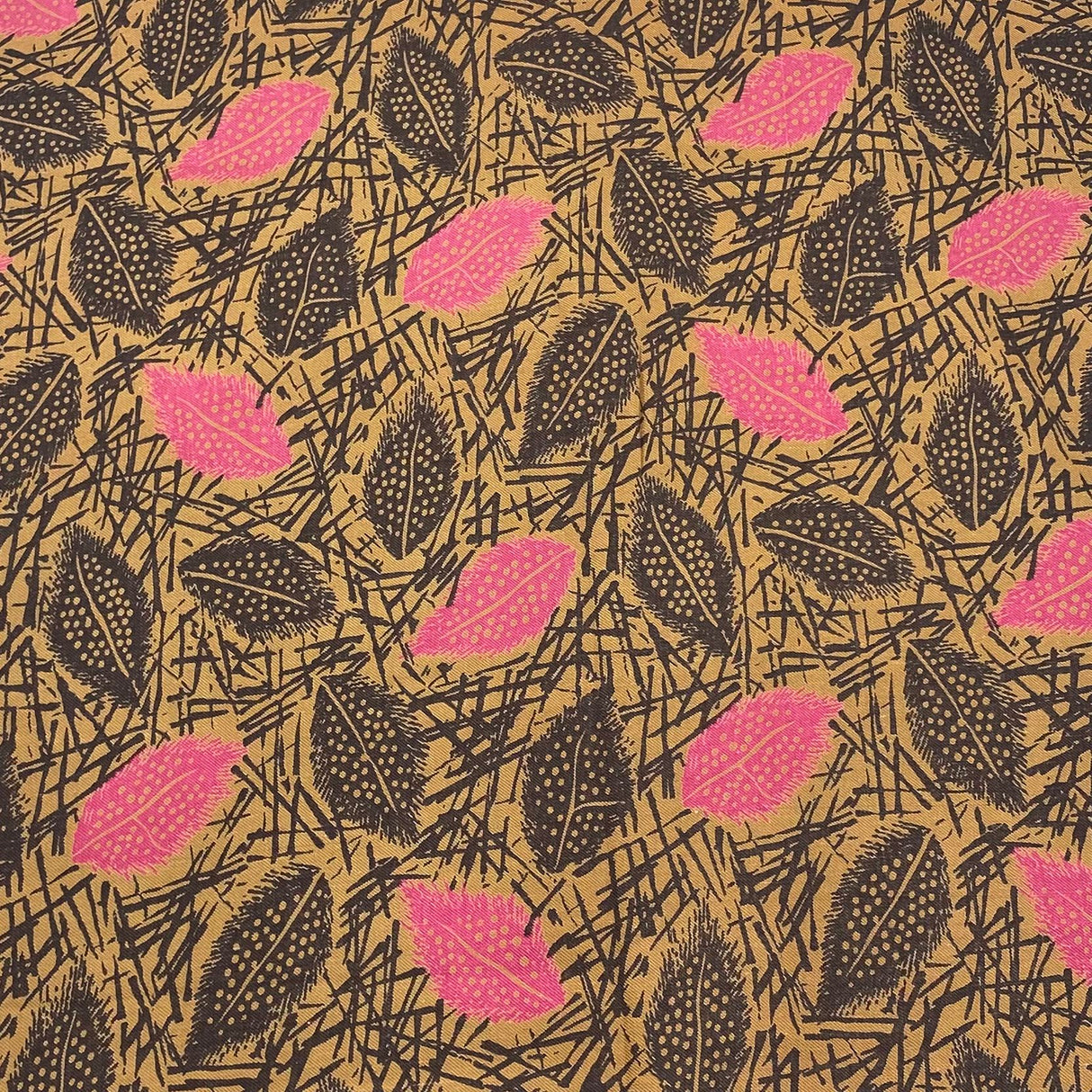 3 Metres Printed Viscose- 45" Wide (Leaf's Brown)