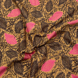 3 Metres Printed Viscose- 45" Wide (Leaf's Brown)