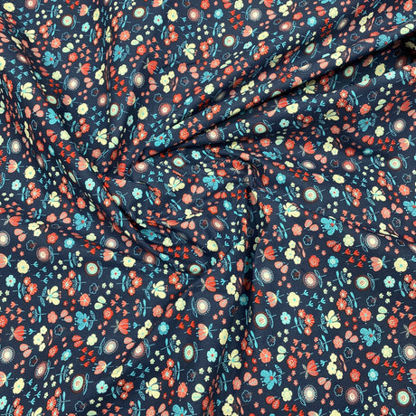 3 Metres Super Soft Printed Poplin Cotton - 63" Wide (Multi Colour Flowers)