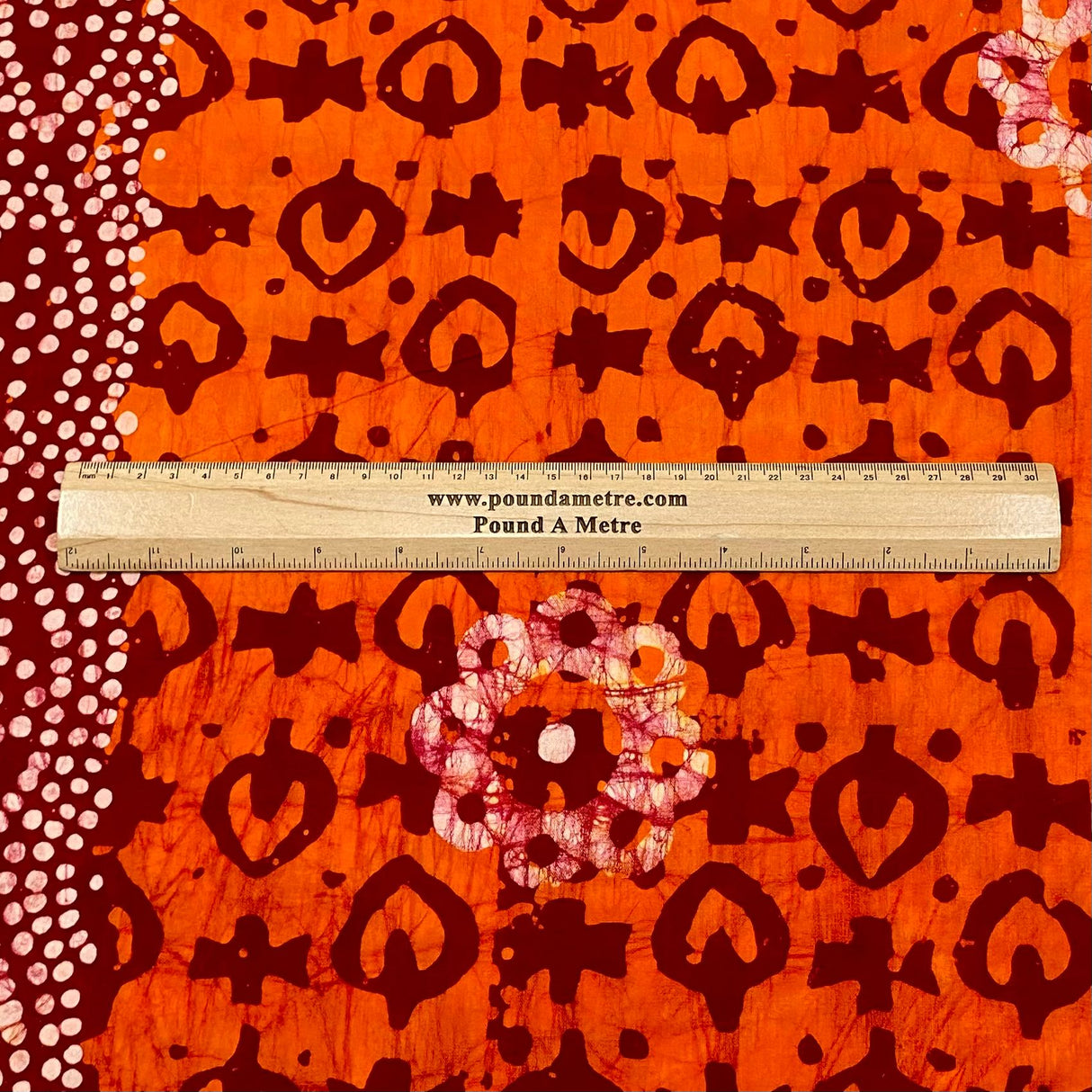 2.9 Metres Premium Quality 100% Cotton Batik - 45" Wide -  (Bright Orange)