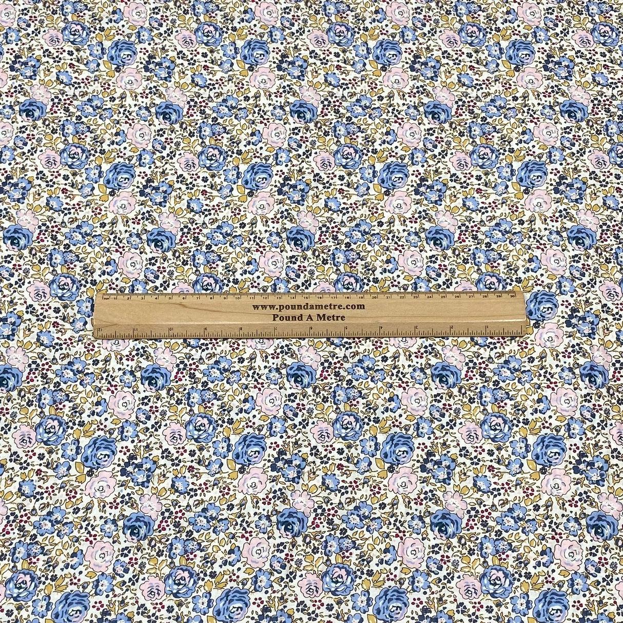 Per Metre Luxury Dressmaking 100% Cotton Lawn- 60" (Blue Rose)