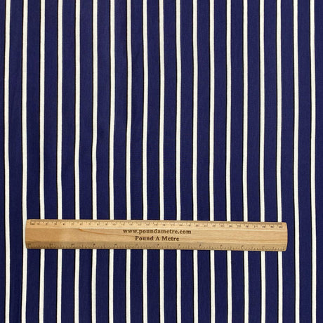 3 Metre Luxurious Soft Stripped Viscose Jersey - 55" (Navy & White)